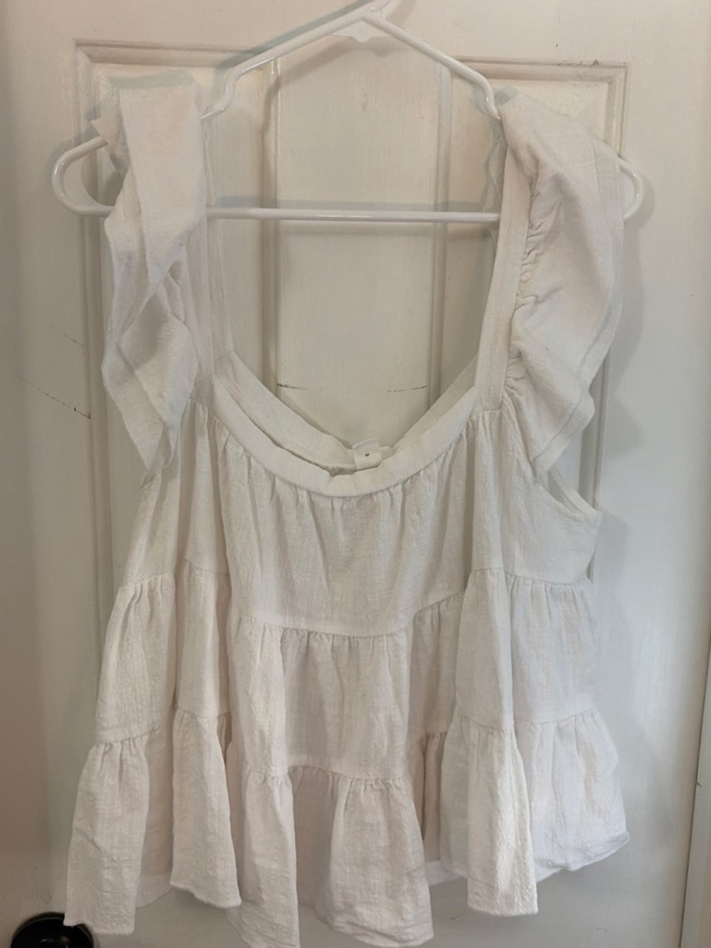Women’s White Ruffle Tiered Tank Top
